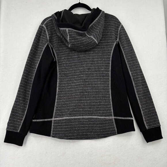 Kuhl Chianti Fleece Wool Blend Hooded Jacket Size L Black Gray Zip Up Hoodie - Picture 6 of 11
